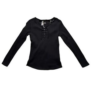 Scotch & Soda Kids Black Lace-Up Long Sleeve Top
